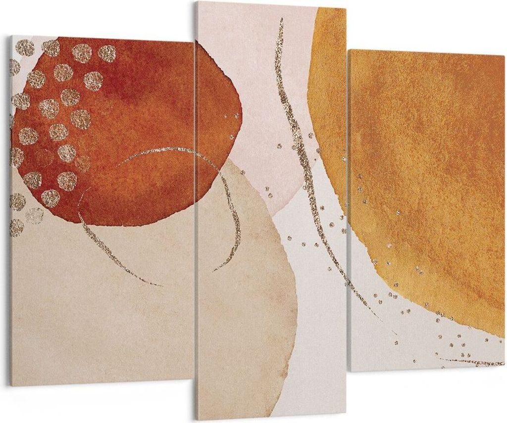 Bild auf Leinwand - Leinwandbild - 3 Teile - Orange Abstraktion Flecken - 130x100cm - Wand Bild - Wanddeko - Wandbilder - Leinwanddruck - Bilder - ...