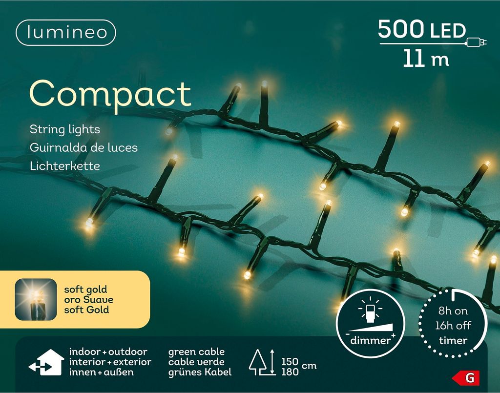 Lumineo LED Lichterkette Compact grün 11 Meter 500 Lichter Produktbild 