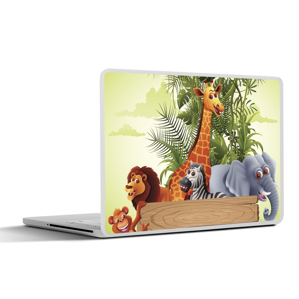 MuchoWow Laptop Aufkleber Sticker Cover Dschungeltiere - Natur - Kinder - Giraffe 40x30 cm - Laptop Dekoration - Selbstklebend
