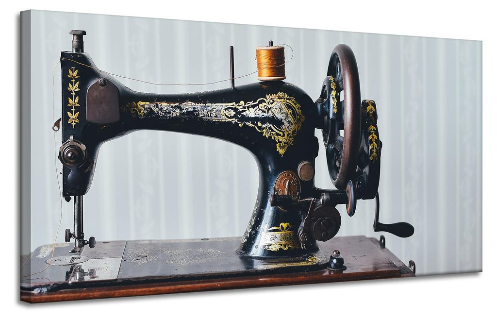 Leinwanddruck Vintage-Nähmaschine 120x60 Schneidernadel Faden