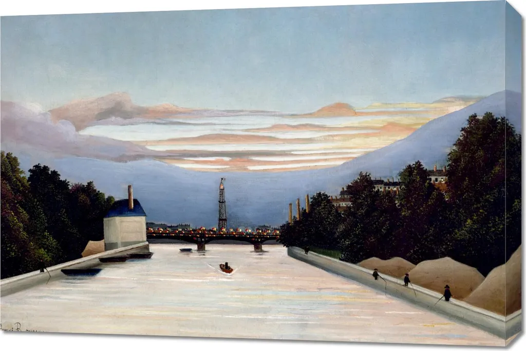 Tableau 90 x 60 cm La Tour Eiffel de Rousseau Vintage pour Salon Chic