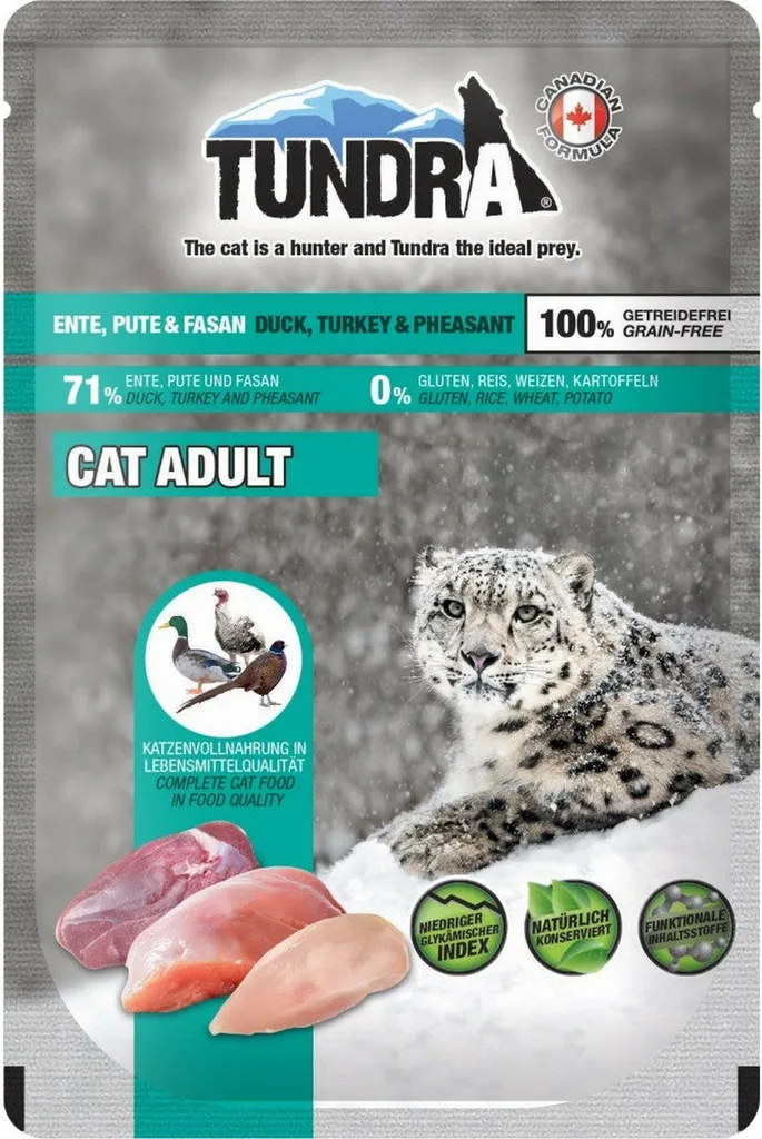 Alimentation Humide pour Chat Tundra Canard et Faisan 16 Sachets de 85g