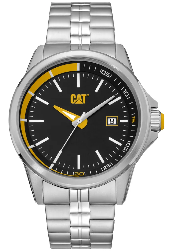 Montre CAT Slider 3HD en acier noir et jaune 43mm étanche 100m