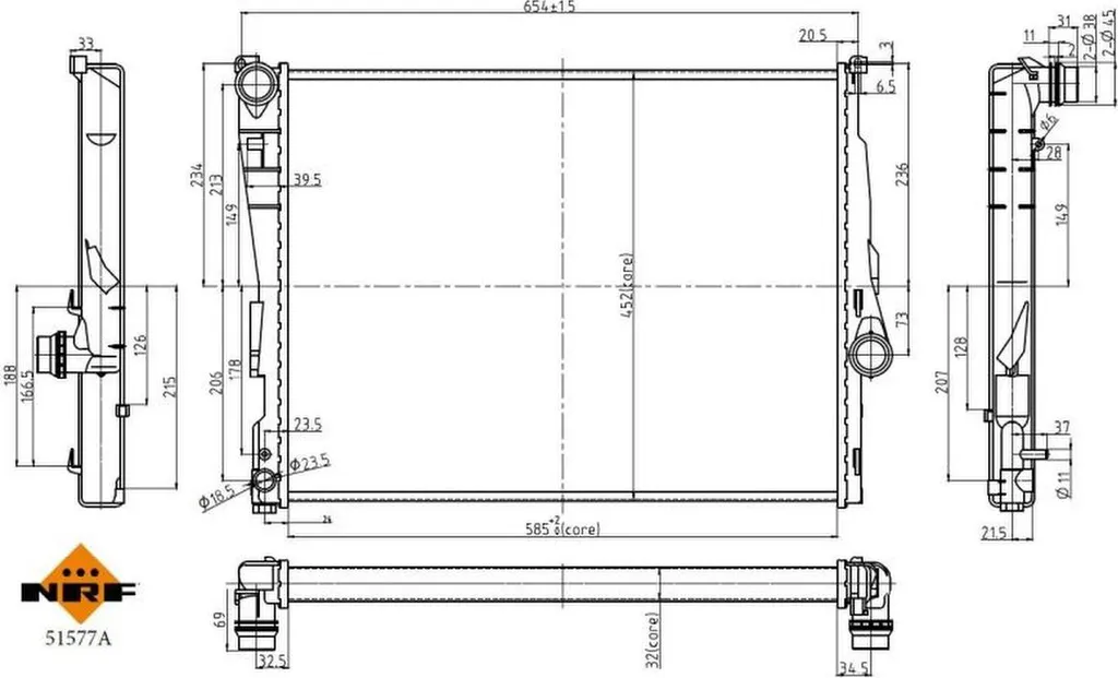 Radiateur de refroidissement moteur NRF 51577A pour automobile
