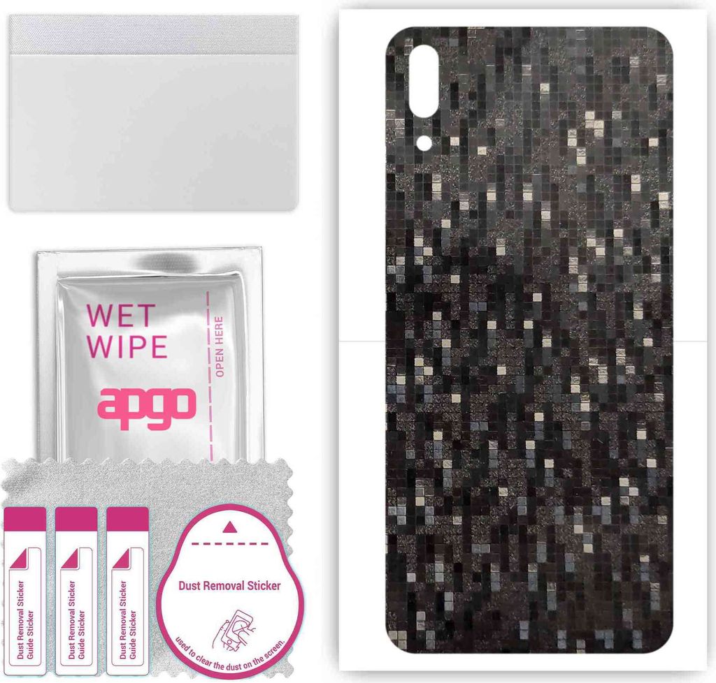 apgo Rückseite Schutzfolie, Skin, kompatibel mit Huawei Enjoy 9, Hinten Displayschutzfolie aus Vinylfolie, kratzfest, einfache Montage - Carbon Bl...
