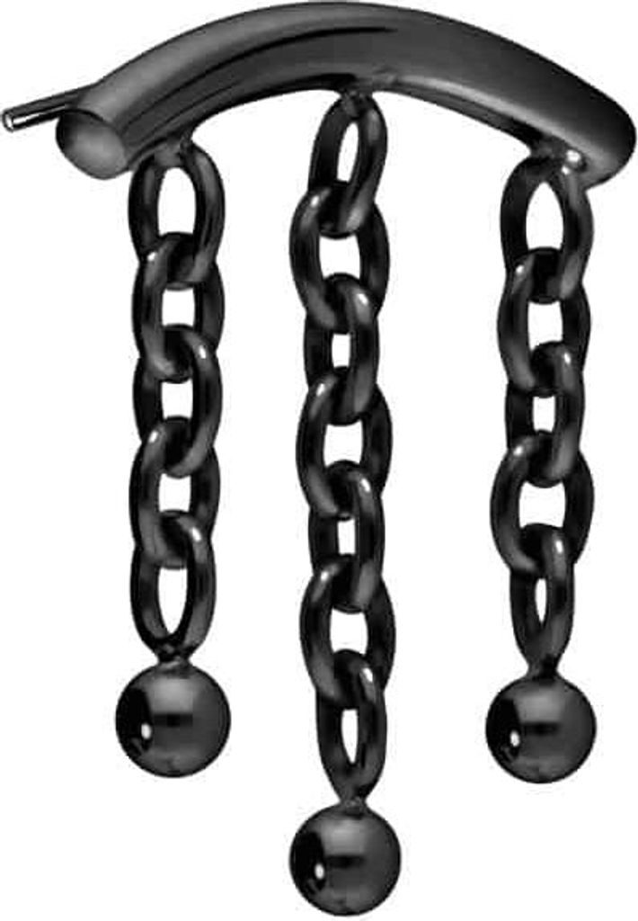 Piercing-Zubehör Titan Aufsatz mit Push Pin BOGEN + 3 KETTEN