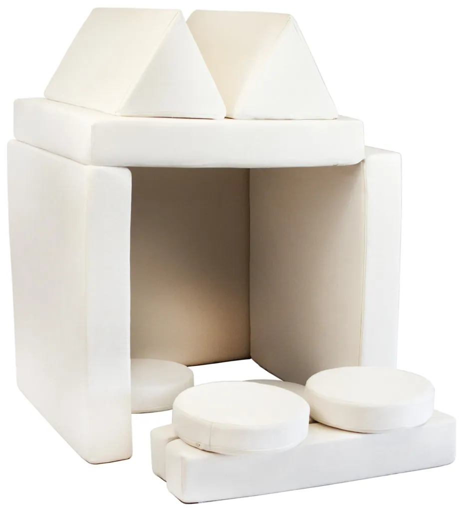 Canapé de jeu modulable enfant, modules en mousse souple couleur beige