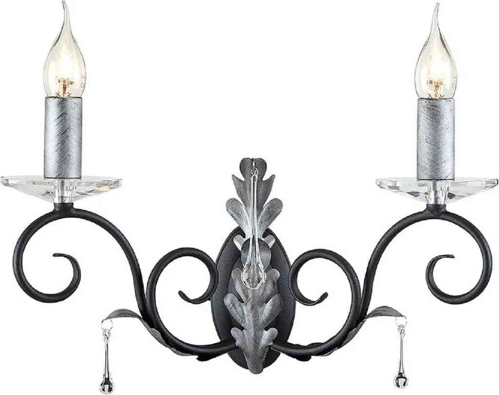 Applique Baroque pour salon et chambre - Luminaire élégant Noir Argent