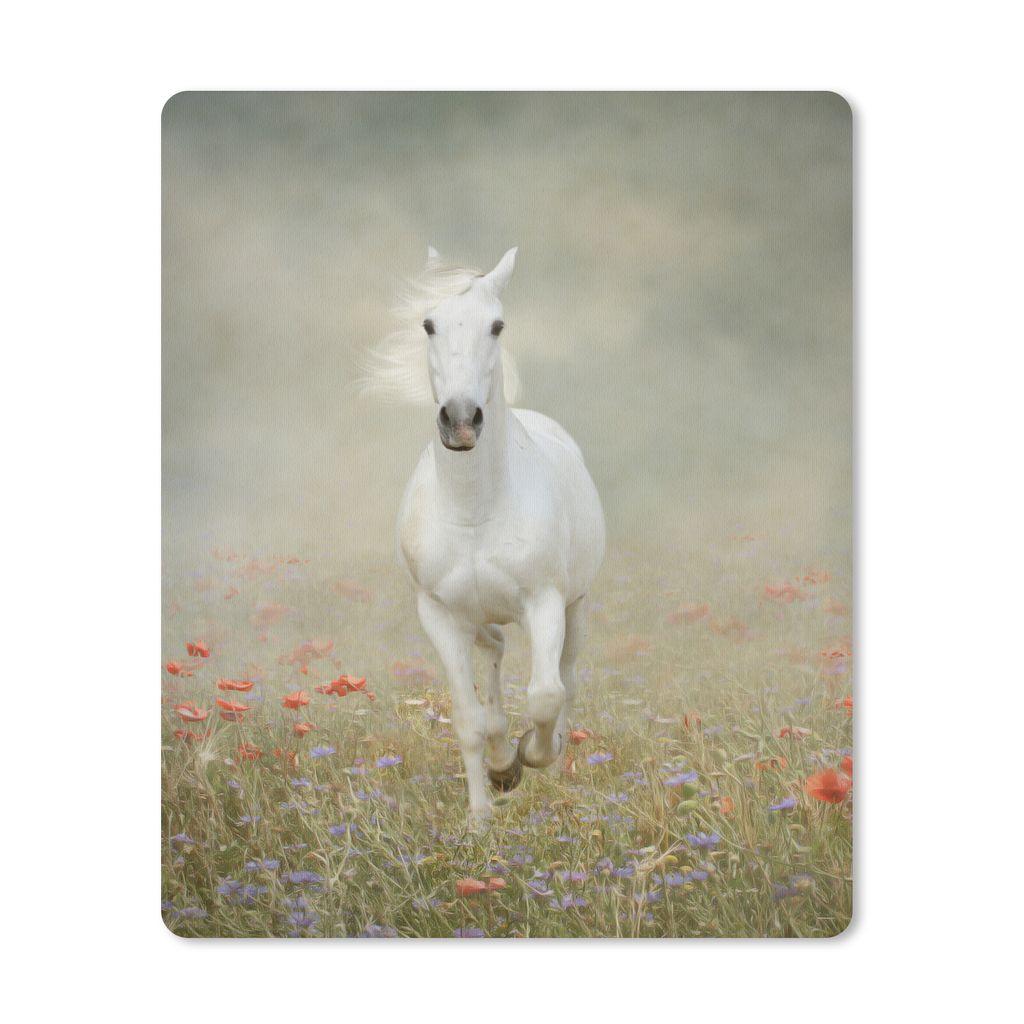 MuchoWow Mauspad Mousepad Pferd - Stoff - Blumen 30x40 cm - Mousepads - Maus Mat - Pad - Mausunterlage - Mausmatten