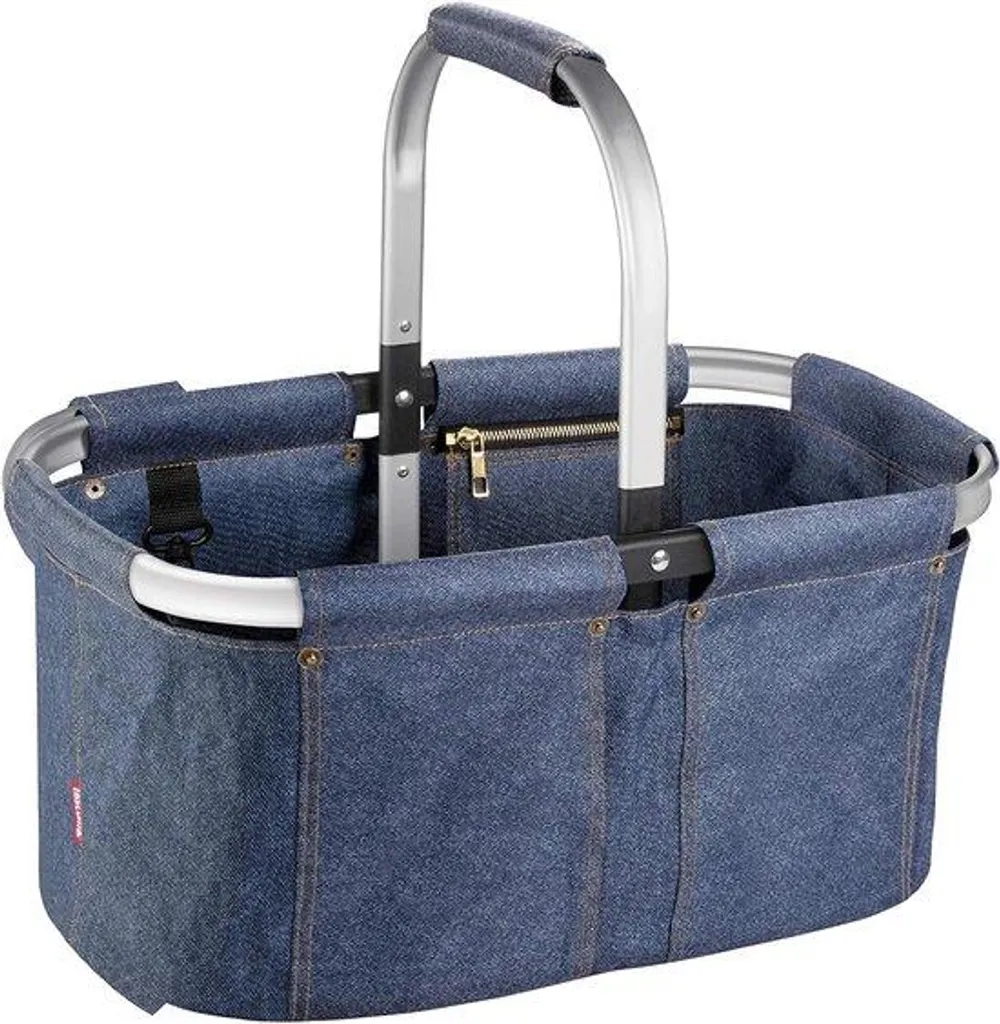 Panier de courses pliable compact denim avec poignée aluminium confort