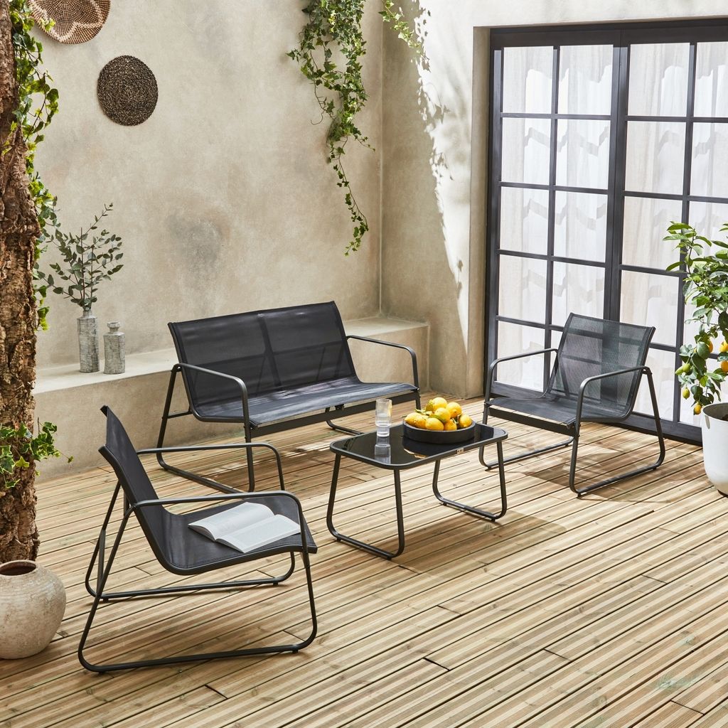 sweeek - Gartenset aus Metall und Textilene für 4 Personen Produktbild 2