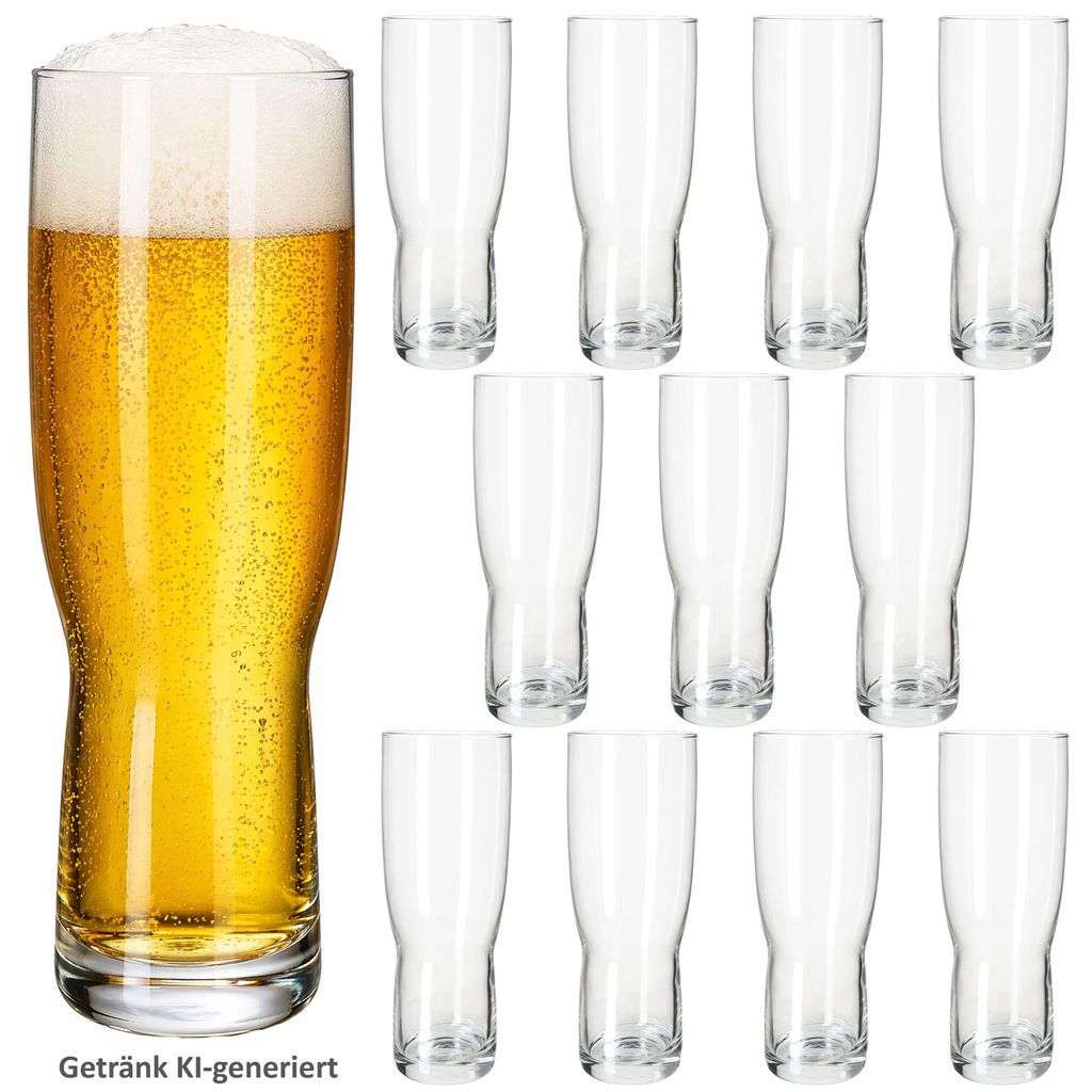 12x Birra Biergläser 0,5 L Pilsglas Klarglas schlank Trinkglas Beer Saft