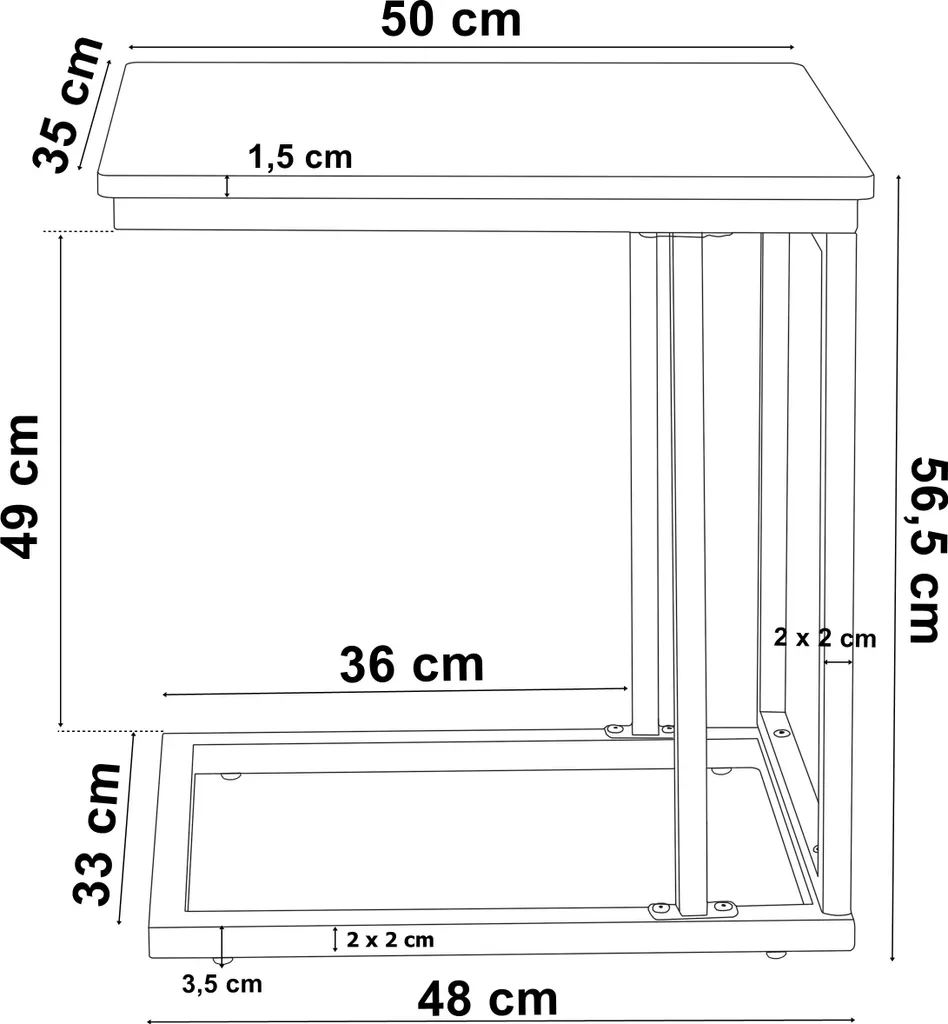 Table de lit sur roulettes pratique pour PC portable - Structure Noire - 14