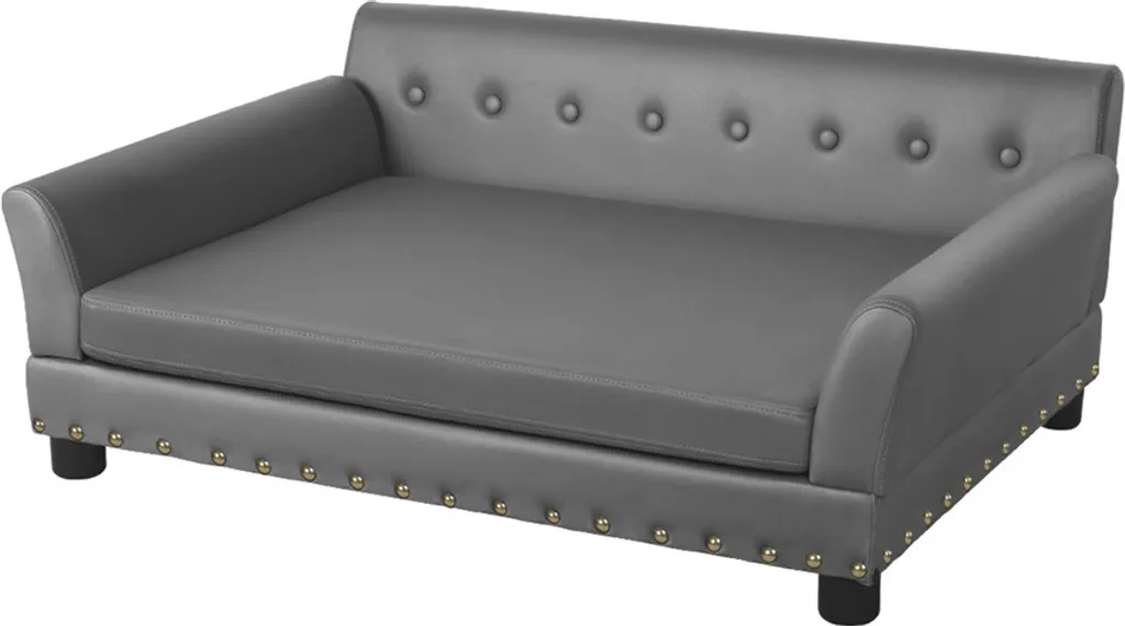 WISFOR Sofa chien 96x72x40cm - Tapis chien dossier surélevé, gris - 2