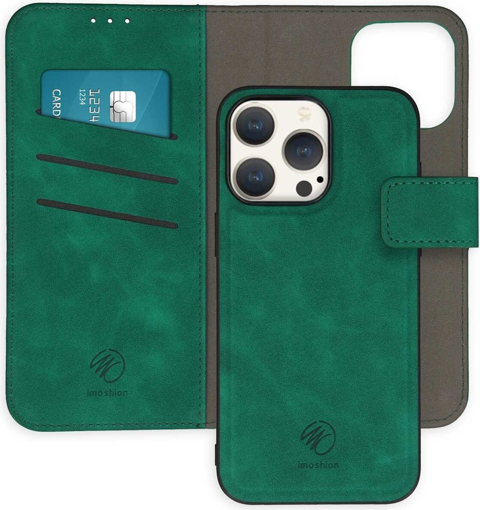 imoshion Entfernbare 2-1 Luxus Klapphülle iPhone 15 Pro Max - Dunkelgrün