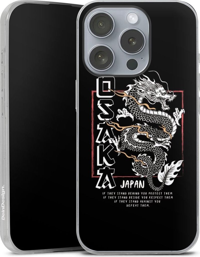 DeinDesign Slim Hülle für Apple iPhone 16 Pro Silikon Case Ultra Dünn Handyhülle Drache Japan Meer