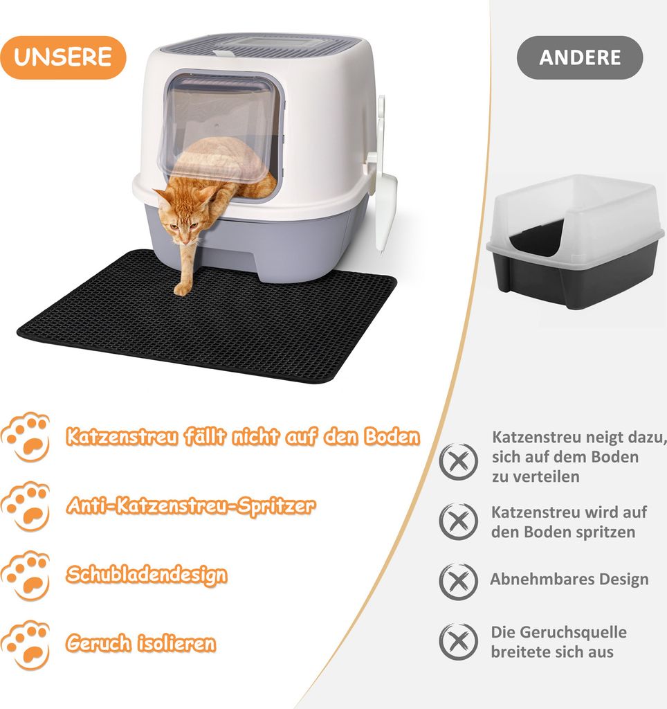 Freetoo Katzenklo, Katzentoilette mit ausziehbarer Schale, Produktbild 7