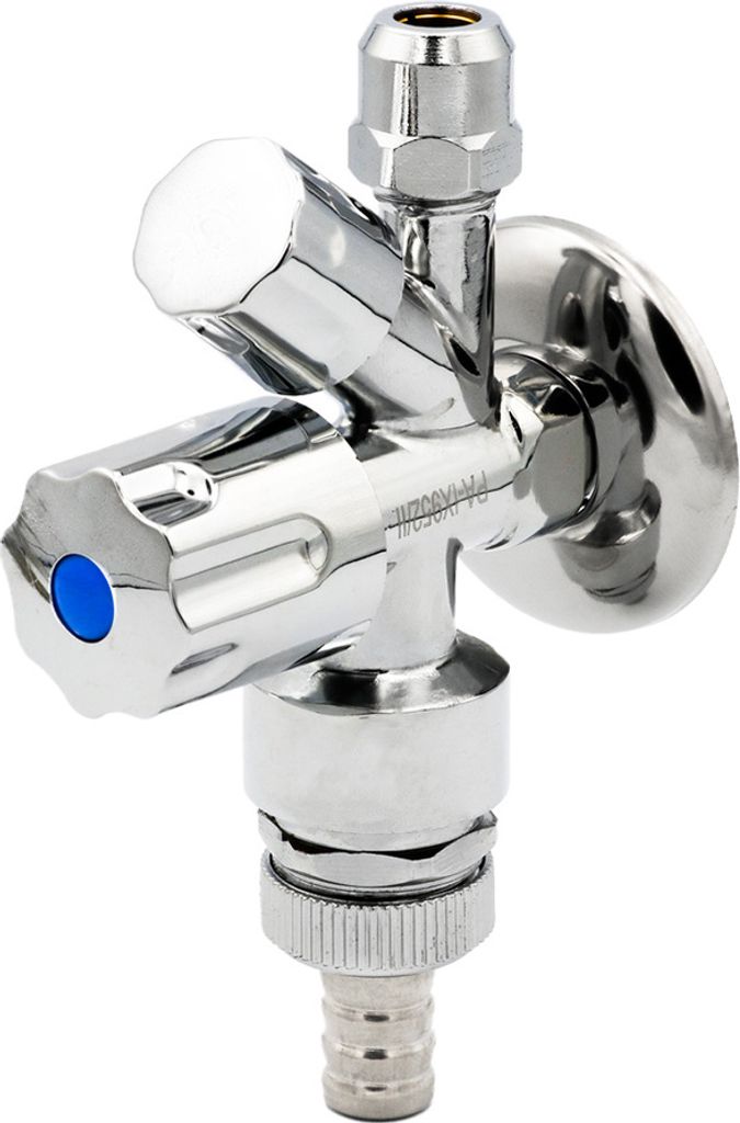 Kombi-Eckventil 1/2" AG Anschluss x 3/4" AG Abgang, selbstdichtend