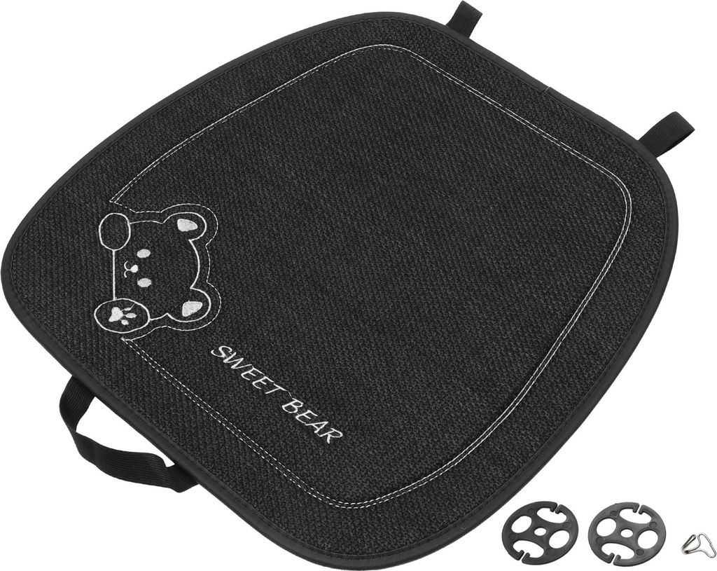 1 Stk. 48x49cm Universal Autositzkissen - für Autofahrten Sitzschutz Pad Abdeckung Anti-Rutsch - Flachs Schwarz