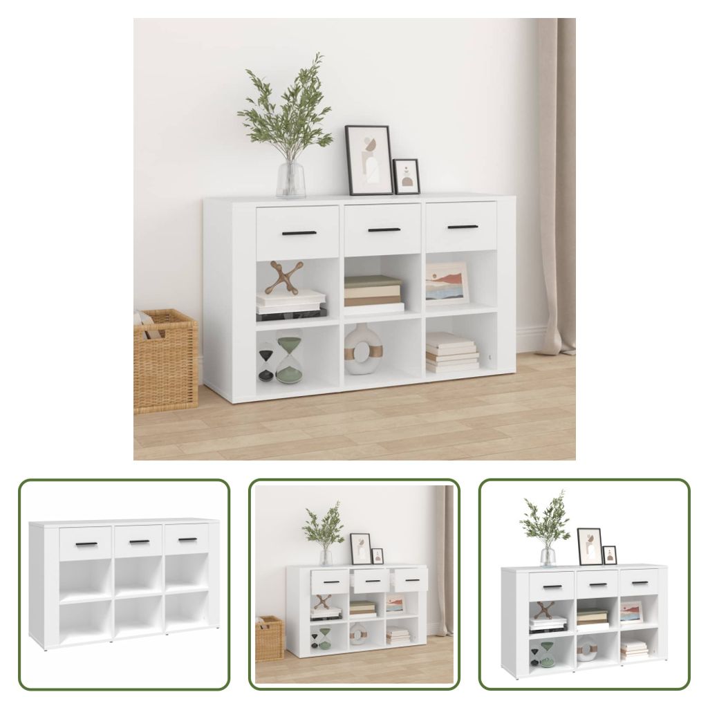 The Living Store Sideboard Weiß 100x30x59,5 cm Holzwerkstoff