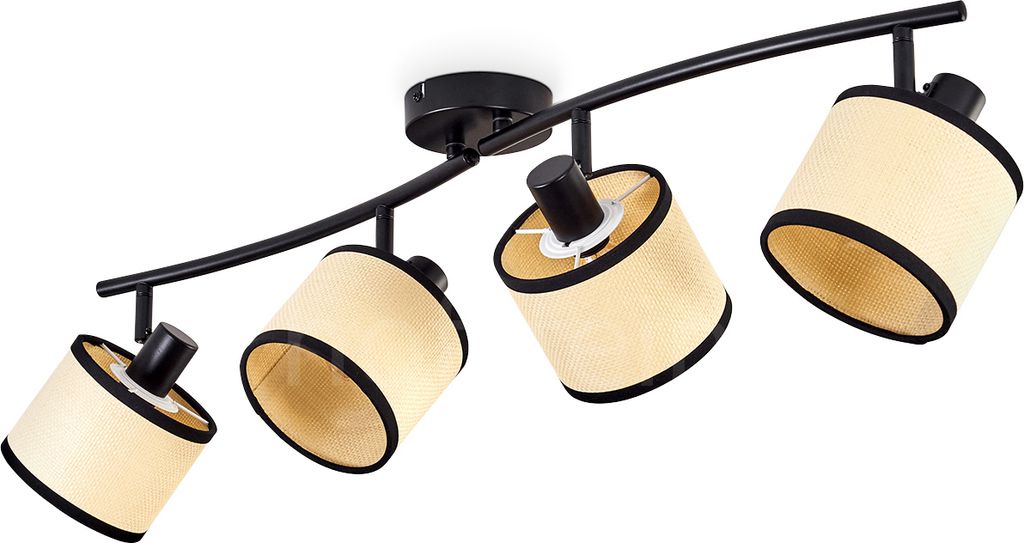Tamarispa moderne Deckenlampe aus Metall/Papiergeflecht in Schwarz/Natur