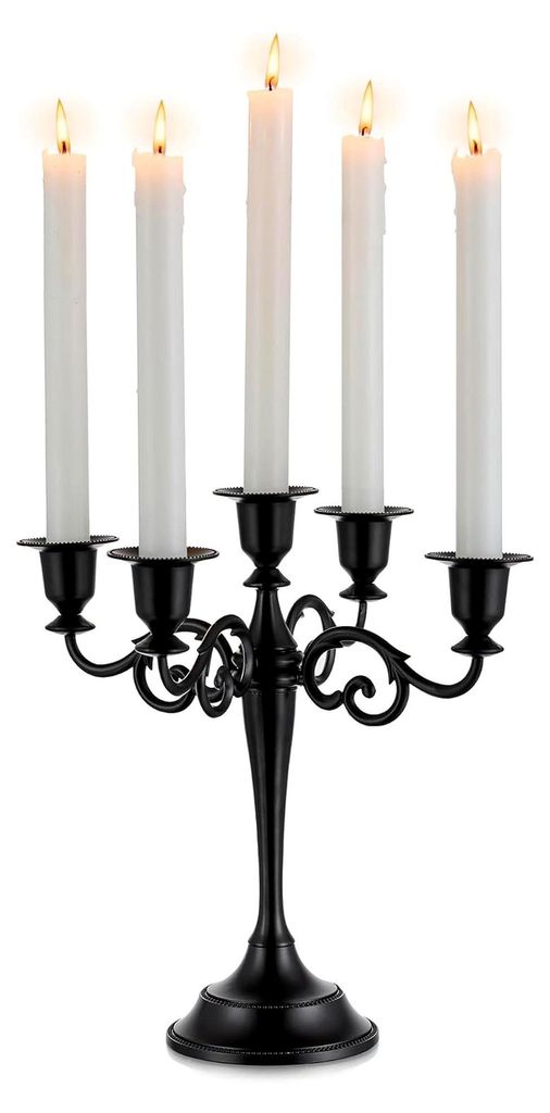 Kerzenständer für Stabkerzen Halloween, 5-armiger Kandelaber für Kegelkerzen, Tischmittelstücke für Hochzeit, Weihnachten und Manteldekor, Sch...
