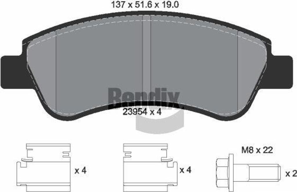 BENDIX Braking BPD1002 Bremsbelagsatz, Scheibenbremse OE 1610489680 kompatibel mit Berlingo, C-Elysee, C2, C3, C4, C4er, DS3, Xsara, Corsa F, Cross...