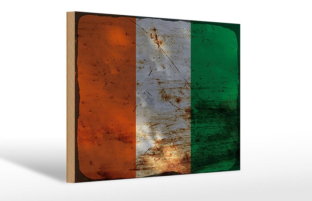 Holzschild Flagge Elfenbeinküste 30x20cm Ivory Coast Rost