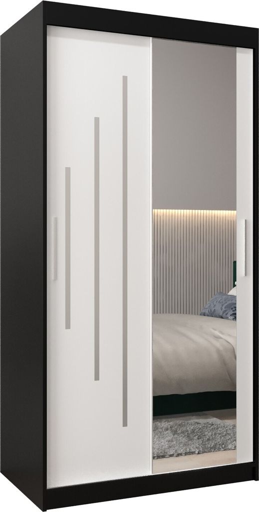 Kleiderschrank, Schiebetürenschrank Schlafzimmer, Schrank mit Spiegel YORK 2 100 cm