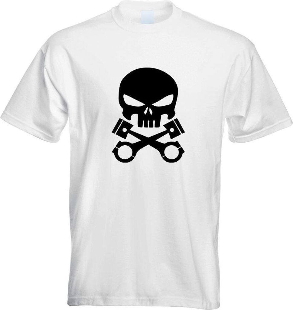 Kiwistar - T-Shirt - Weiss - Kolben Skull Schädel Motiv Bedruckt Funshirt Design Print - mit Motiv Bedruckt - Funshirt Design - Sport - Freizeit -...