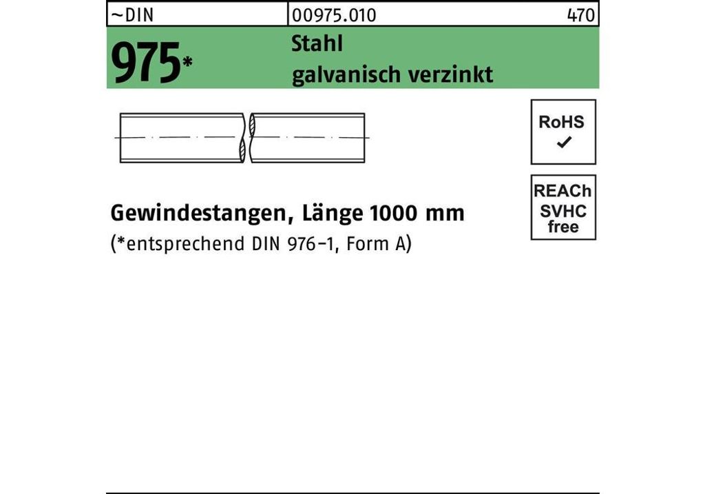 Gewindestange - M8 - 2000mm ( 2m ) RECHTS-Gewinde Edelstahl DIN 975 / 976 M8