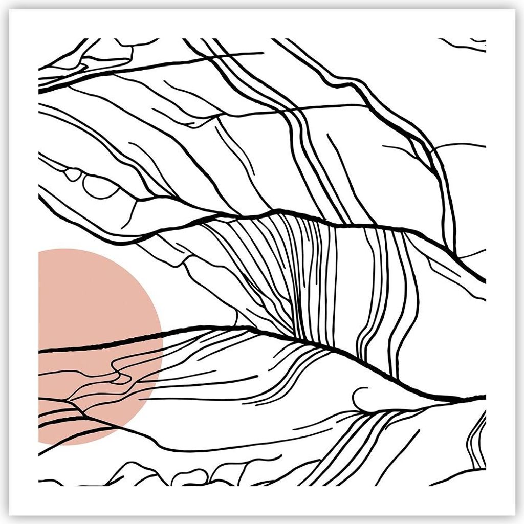 Poster - Poster ohne Rahmen - Abstraktion Linien Sonne - 60x60 cm - Wand Bild - Wanddeko - Wandbilder - Kunstposter - Wandposter - Bilder - Kunstdr...