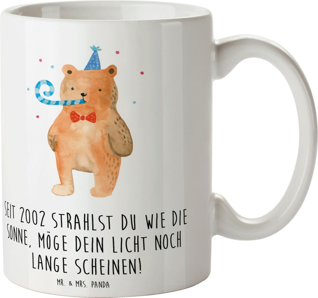 Mr. & Mrs. Panda Kaffeebecher 2002 Geburtstag - Weiß - Geschenk, leuchtende Persönlichkeit, cappuccinotasse, Tasse, Becher, Bedruckte, Sonne, str...