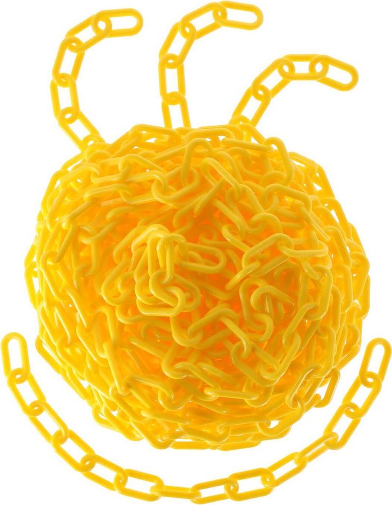 TIBU Absperrkette Kunststoffkette Plastikkette 8 mm Stärke - Gelb - Länge 200 cm - witterungsbeständig und stabil