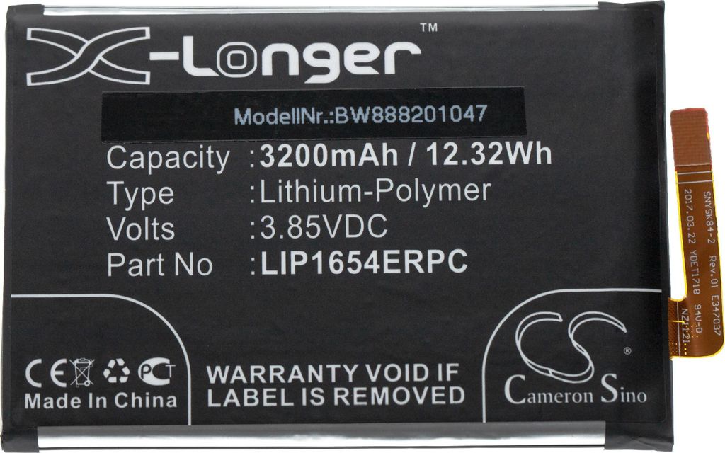 vhbw Akku kompatibel mit Sony Xperia XA2 TD-LTE Handy Smartphone Telefon (3200 mAh, 3,85 V, Li-Polymer)