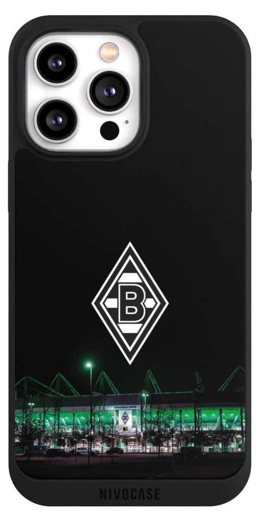 NIVOCASE Handyhülle für Apple iPhone 14 Pro Max Hülle NIVOpure Case Schwarz Borussia Mönchengladbach Offizielles Lizenzprodukt Stadion