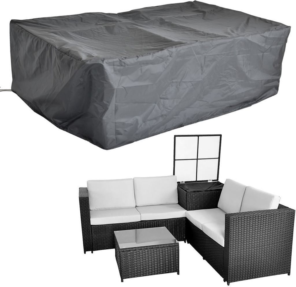 Schutzhülle 185x185x70 Schwarz Gartenmöbel Rattan Abdeckung Plane Haube Wetter