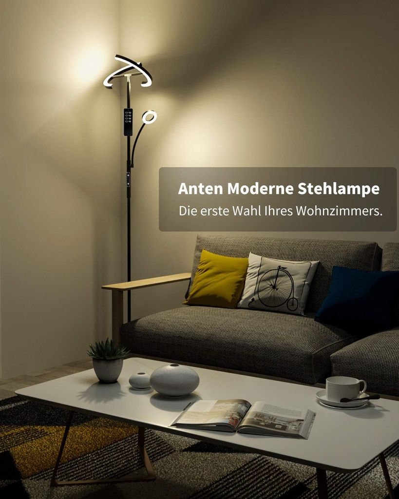 Dome moderne vloerlamp zwart dimbaar 2x 12 Watt - Global Furniture Woonwinkel