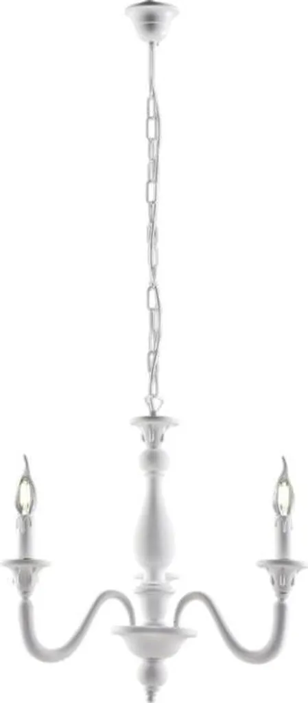 Lucca Lustre Shabby en bois blanc 3 lumières d.41 cm modèle BL271-3-BCO