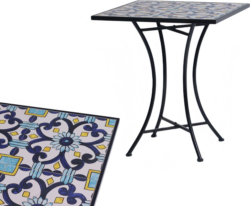 Outdoortisch Mosaiktisch Gartentisch Bistrotisch Tisch 61x61xH70cm