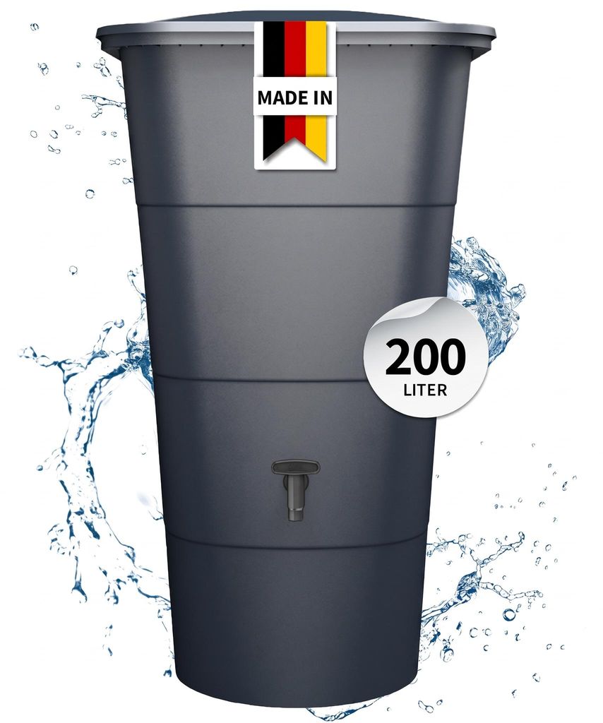 GARANTIA IBIZA regenton hoekig 200 L graphite grey incl. Productafbeelding  AI-gegenereerde afbeelding