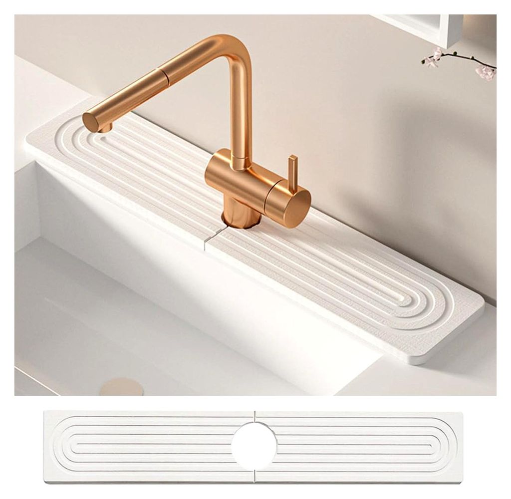 Wasserhahn Spritzschutz - Wasserhahn Schutz Abtropfmatte, Ssteinmatte Wasserhahn Matte, Stone Mat Kitchen, Kieselgur Matte Küche, Stein Waschbecke...