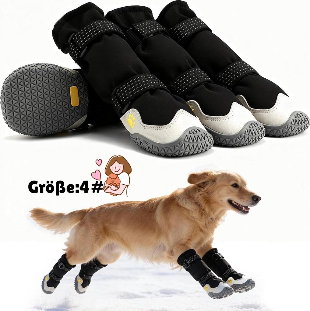 MODFU Pfotenschutz, Hundeschuhe 4er Set, Pfotenschutz, Wasserdicht & Warm, rutschfeste Hundesocken, Haustier Schuhe, Outdoor, Winter, Schutz für P...