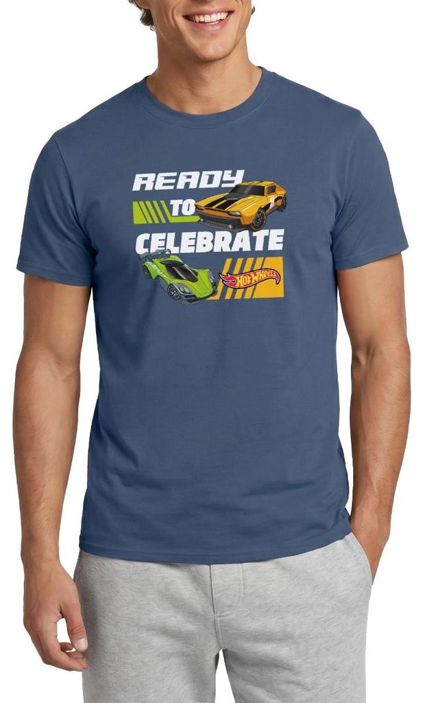 Spreadshirt Hot Wheels Geburtstagsdesign Ready To Celebrate Männer T-Shirt, 4XL, Dunkles Denimblau