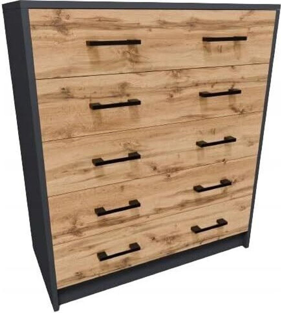 MATKAM Schuhschrank 5S in moderner Optik, B74xH85xT35 cm, 5 ausklappbare Schuhablagen, jede mit zwei Griffen zum Aufmachen (Grau-Wotan Eiche)