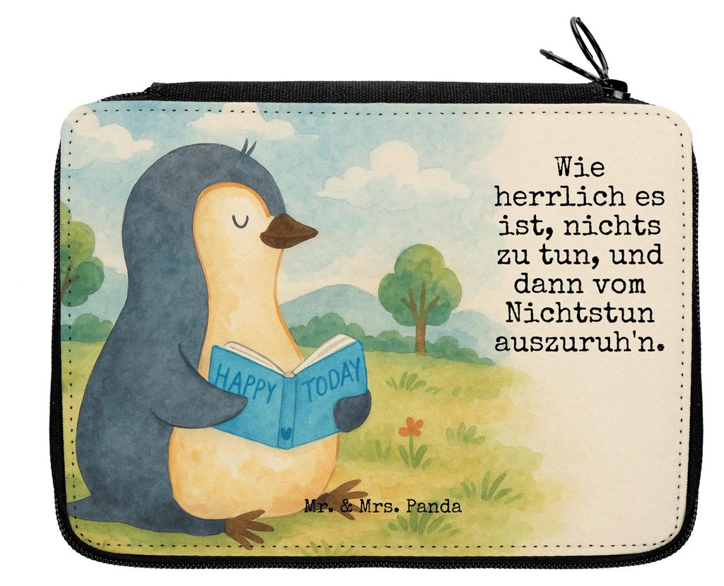 Mr. & Mrs. Panda Bleistiftetui Pinguin Buch Design - Weiß - Geschenk, Urlaub, Ferien, Schlampermäppchen, Federtasche, Etui, Federmappe, Stifteetui