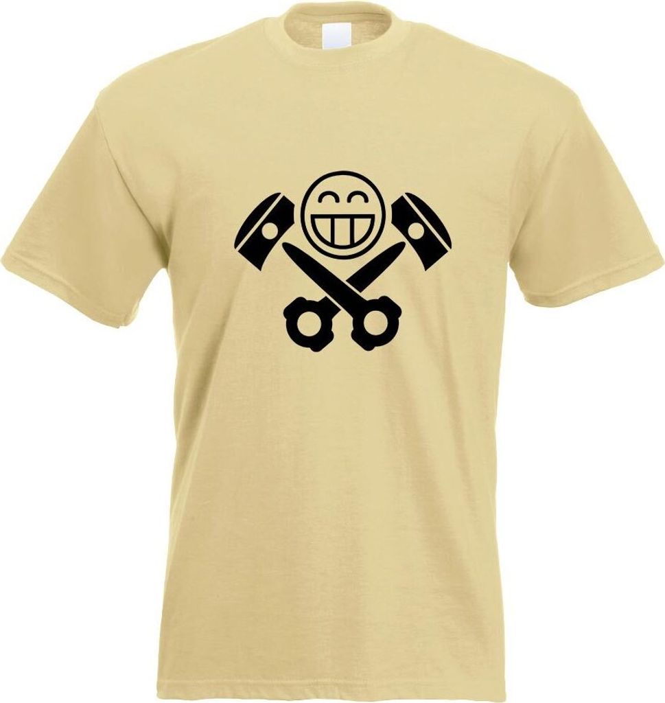 Kiwistar - T-Shirt - Khaki - Kolben Skull Motiv Bedruckt Funshirt Design Print - mit Motiv Bedruckt - Funshirt Design - Sport - Freizeit - Herren - XL