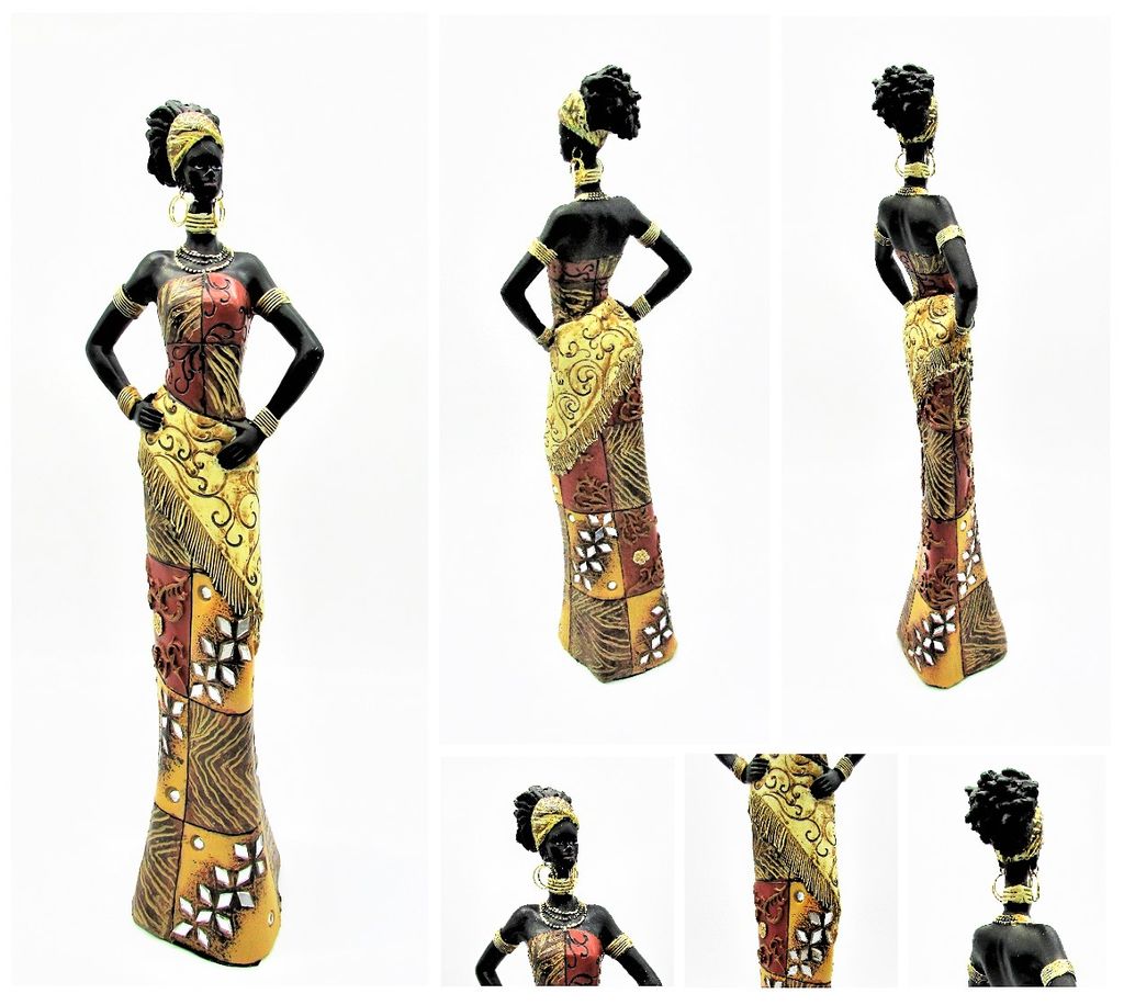 2 Stück Dekofiguren afrikanische Frau je 35 cm Skulptur Afrikanerin Afrika 