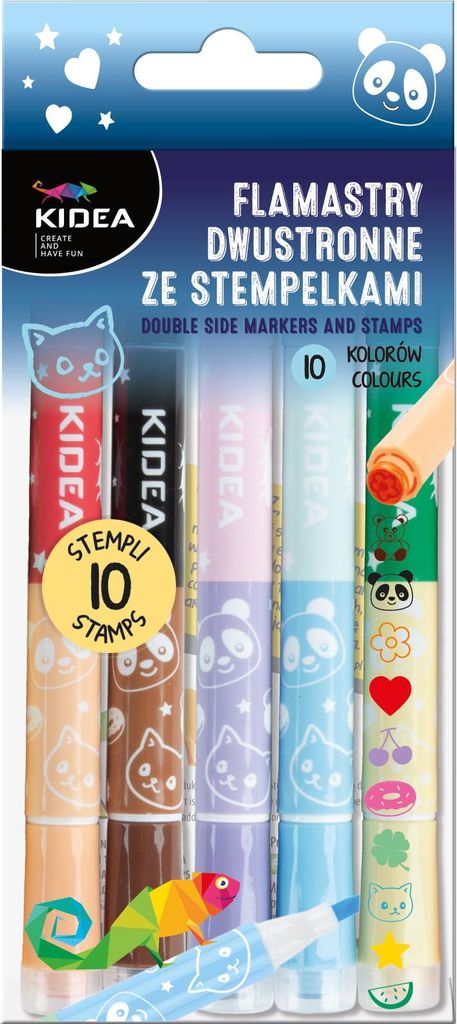 Kidea doppelseitige Marker mit Stempeln, 10 Farben