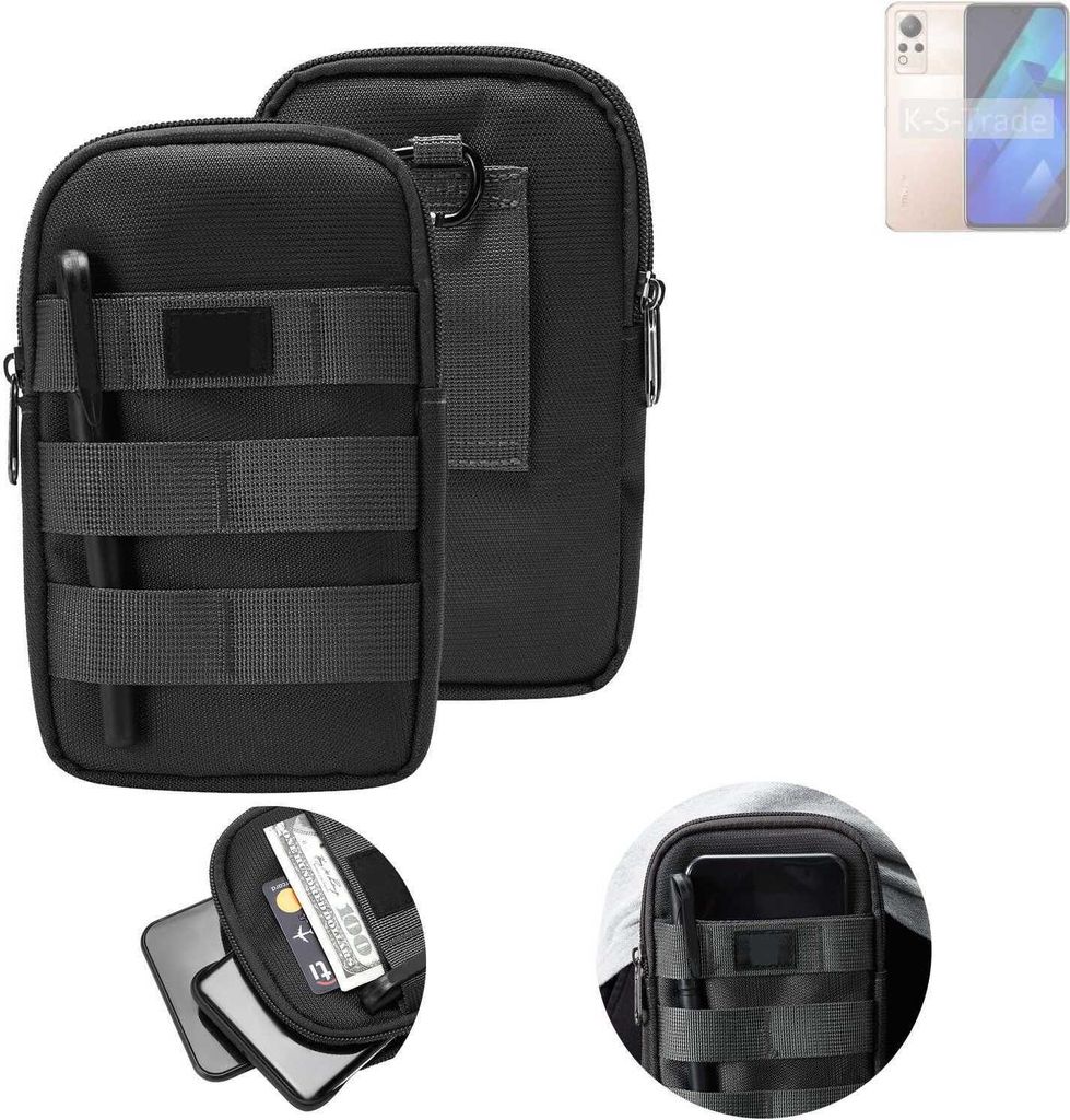 K-S-Trade Holster Gürtel Tasche kompatibel mit Infinix Note 12i Handy Tasche Schutz Hülle dunkel-grau viele Fächer, 1x